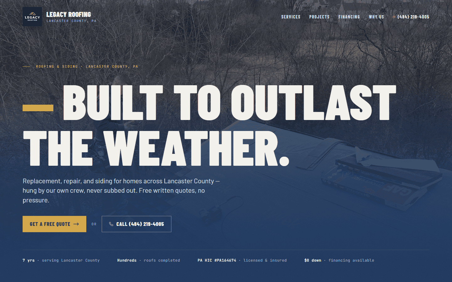 Legacy Roofing — Roofing website